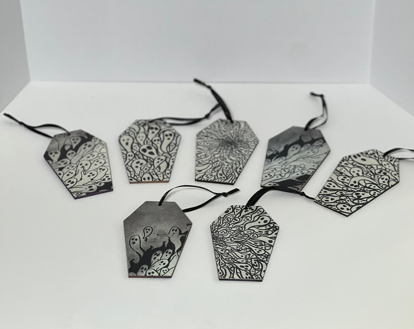 Coffin Ghost Ornaments